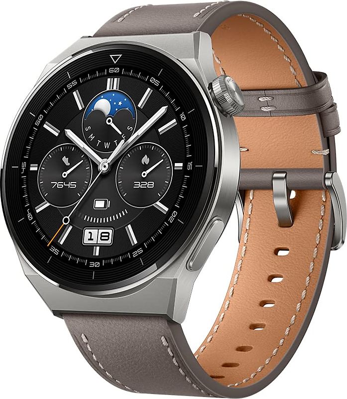 Huawei Watch GT 3 Pro 46 mm titanio con correa de cuero marrón