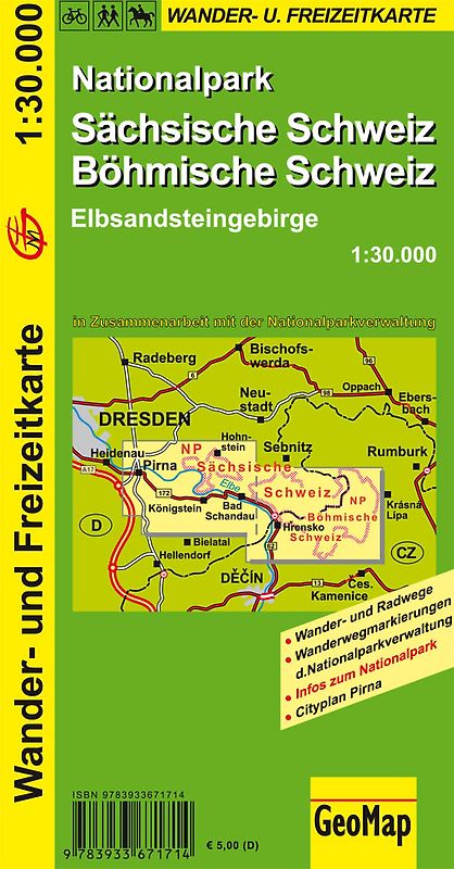 Nationalpark Sächsische Schweiz, Böhmische Schweiz - Wanderkarte