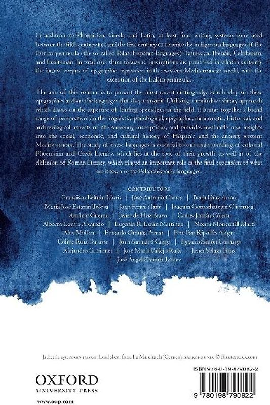 Palaeohispanic Languages and Epigraphies