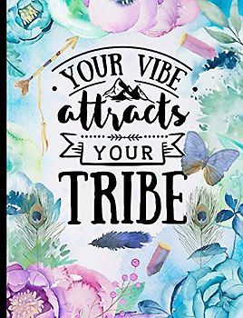 Your Vibe Attracts Your Tribe: Boho Crystal Flower Arrow Tribal Arrow Peacock Feather Travel Journal And Notebook