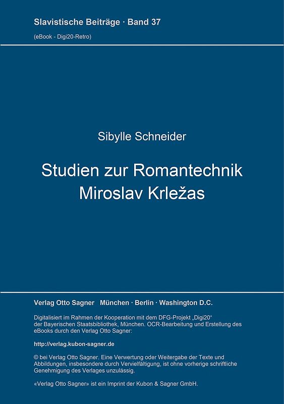 Studien zur Romantechnik Miroslav Krležas