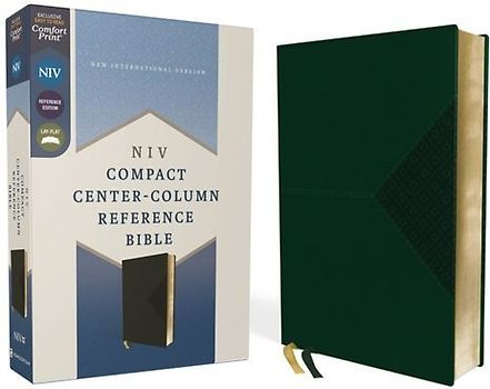 Niv, Compact Center-Column Reference Bible, Leathersoft, Green, Red Letter, Comfort Print