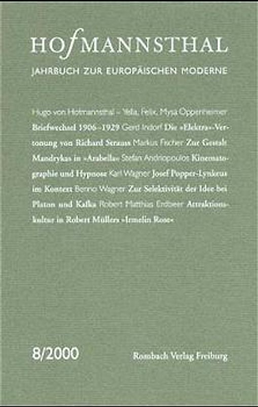 Hofmannsthal-Jahrbuch. Jahrbuch zur europäischen Moderne