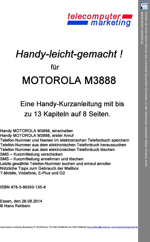 Motorola M3888-leicht-gemacht. Handy-leicht-gemacht für Motorola M3888
