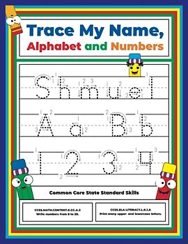 Trace My Name, Alphabet, and Numbers Workbook for Shmuel: Letter and Number Tracing with Arrow Guides and Start Dots
