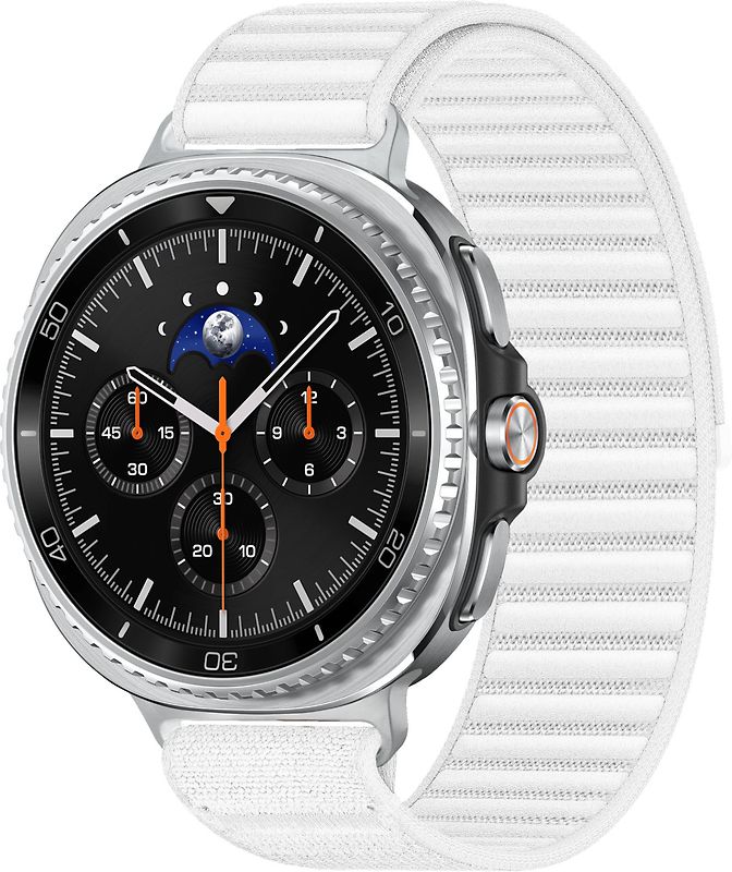 Samsung Galaxy Watch8 Classic 46 mm Boîtier aluminium noir sur Confort S/M blanc [Wi-Fi]