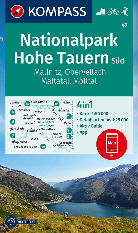KOMPASS Wanderkarte 49 Nationalpark Hohe Tauern Süd, Mallnitz, Obervellach, Maltatal, Mölltal 1:50.000