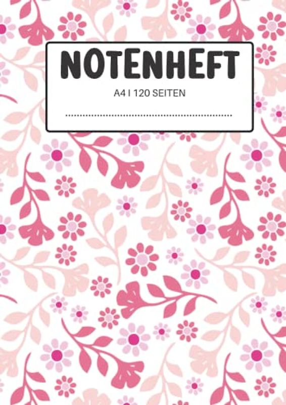 Notenheft A4: Notenbuch mit Schreiblinien für Musiknoten | Musikblock mit Hilfslinien | Lustiges Geschenk für Musiker, die Klavier oder Gitarre spielen