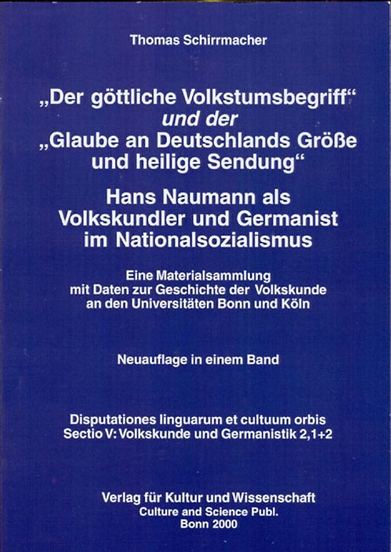 Der göttliche Volkstumsbegriff und der Glaube an Deutschlands Gröss Grösse und heilige Sendung