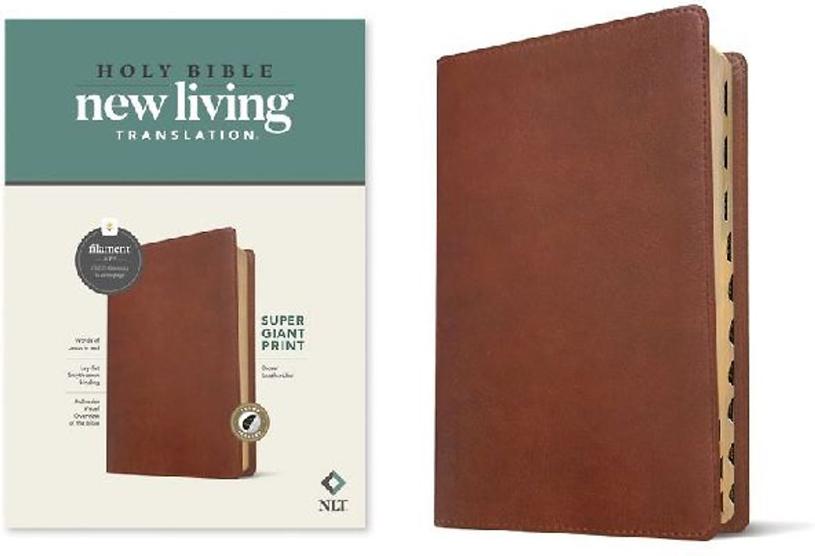 NLT Super Giant Print Bible, Filament Enabled (Leatherlike, Brown, Indexed, Red Letter)