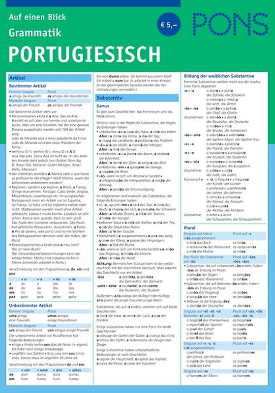 PONS Grammatik auf einen Blick Portugiesisch
