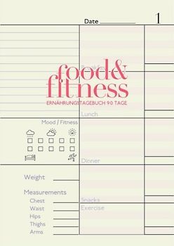 Food&Fitness - Ernährungstagebuch 90 Tage: nummerierte Seiten | zum Ausfüllen | handliches Format | gebunden | Softcover | 1 Seite 1 Tag
