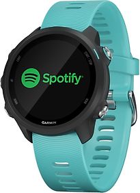 Garmin Forerunner 245 Music grijs met een aquamarijn siliconen polsband