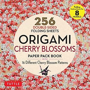 Origami Cherry Blossoms Paper Pack Book: 256 Double-sided Folding Sheets With 16 Different Cherry Blossom Patterns With Solid Colors on the Back (Includes Instructions for 8 Models)