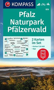 KOMPASS Wanderkarten-Set 826 Pfalz, Naturpark Pfälzerwald (2 Karten) 1:50.000