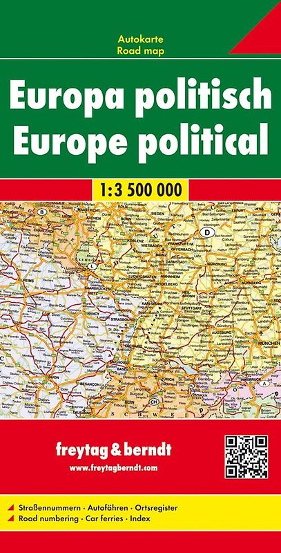 Europa politisch, Straßenkarte 1:3.500.000, freytag & berndt
