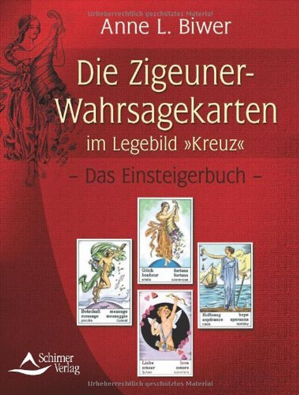 Zigeuner-Wahrsagekarten im Legebild Kreuz