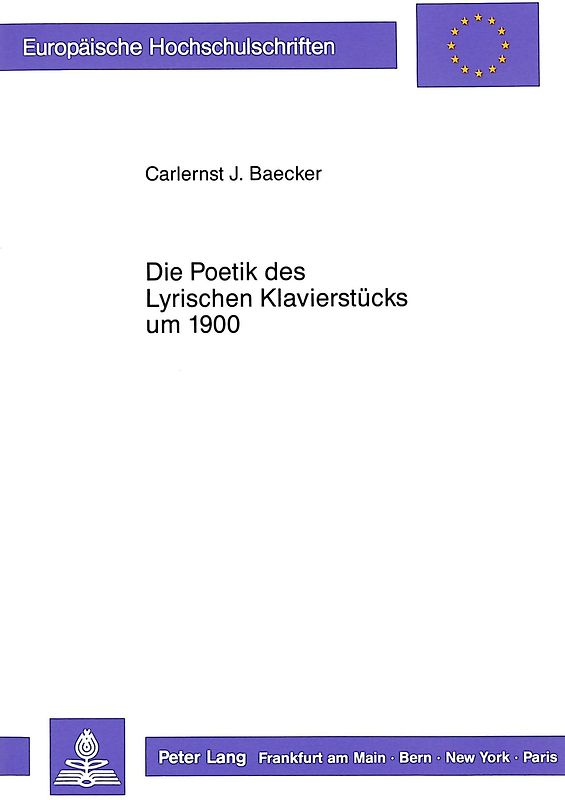 Die Poetik des Lyrischen Klavierstücks um 1900
