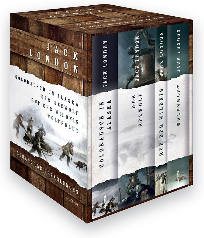 Jack London, Romane und Erzählungen (Goldrausch in Alaska - Der Seewolf - Ruf der Wildnis - Wolfsblut) (4 Bände im Schuber)