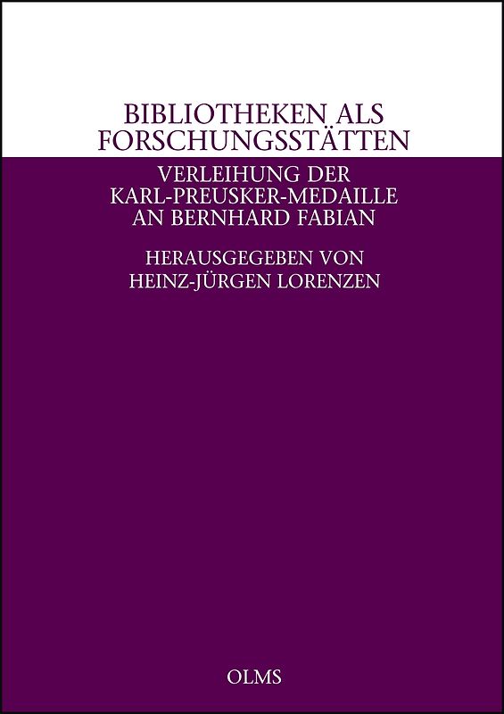Bibliotheken als Forschungsstätten - Verleihung der Karl-Preusker-Medaille an Bernhard Fabian