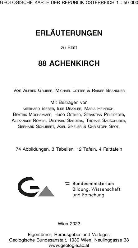 Erläuterungen zu Blatt 88 Achenkirch