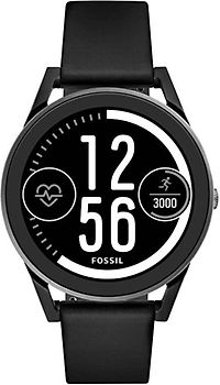 Fossil Control 45 mm noir et bracelet en silicone noir [Wi-Fi, 3ème génération]