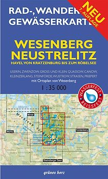Rad-, Wander- und Gewässerkarte Wesenberg, Neustrelitz – Havel von Ratzeburg bis zum Röblinsee