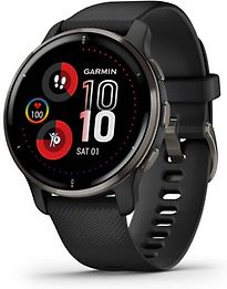 Image of Garmin Venu 2 Plus 43 mm slate rand van roestvrij staal met zwarte behuizing en siliconen polsband [wifi] (Refurbished)