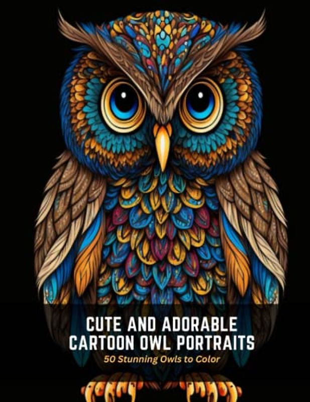 Cute and Adorable Cartoon Owl Portraits: 50 Stunning Owls to Color