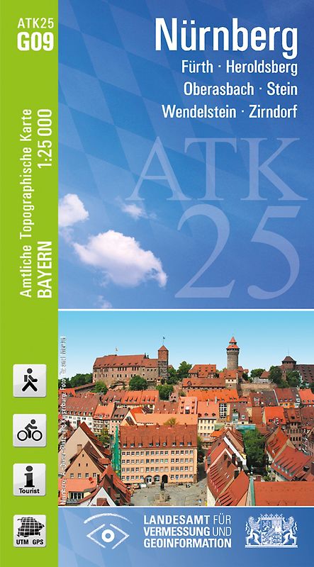 ATK25-G09 Nürnberg (Amtliche Topographische Karte 1:25000). Fürth, Heroldsberg, Oberasberg, Stein, Wendelstein, Zirndorf