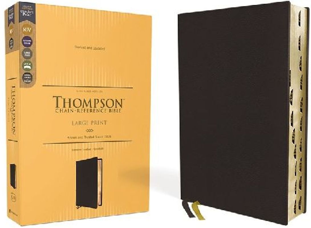 Kjv, Thompson Chain-Reference Bible, Large Print, Genuine Leather, Cowhide, Black, Red Letter, Thumb Indexed, Comfort Print