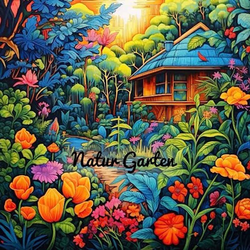 Garten Malbuch für Erwachsene: Blumen, Bäume, Häuser und mehr Natur (Natur Malbücher - schöne Blumen, atemberaubende Landschaften und gemütliche Häuser)