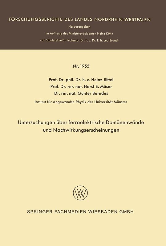 Untersuchungen über ferroelektrische Domänenwände und Nachwirkungserscheinungen