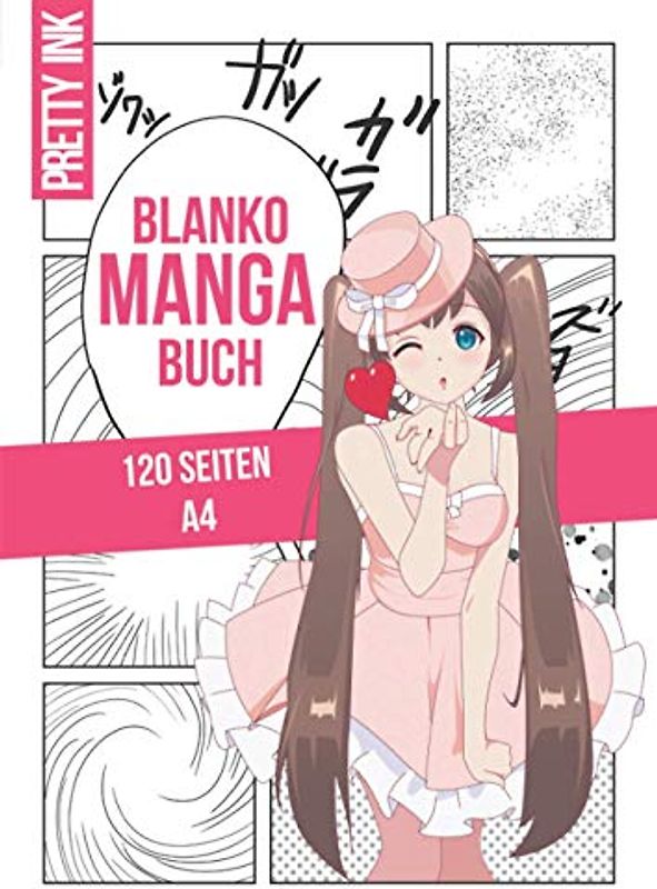 Blanko Manga Buch: 120 leere Manga Seiten, A4, mit vielen verschiedenen Vorlagen zum Kreieren und Zeichnen deiner eigenen Mangas & Animes, für Kinder und Erwachsene