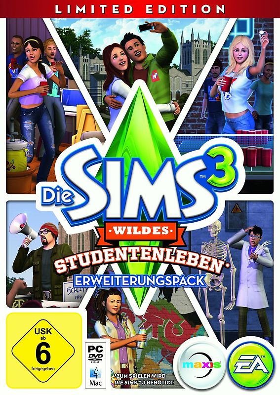 Die Sims 3: Wildes Studentenleben [AddOn, Limited Edition] PC Spiele