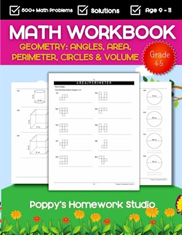 4th & 5th Grade Geometry Workbook (Angles, Area, Perimeter, Circles & Volume): Math Worksheets For Ages 9, 10 & 11 Years Old