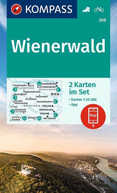 KOMPASS Wanderkarten-Set 208 Wienerwald (2 Karten) 1:25.000