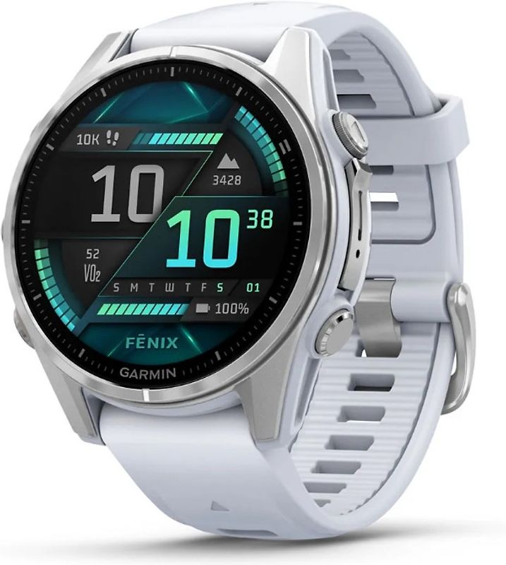 Garmin Fenix 8 43 mm argent avec bracelet en silicone pierre blanche [Wi-Fi]