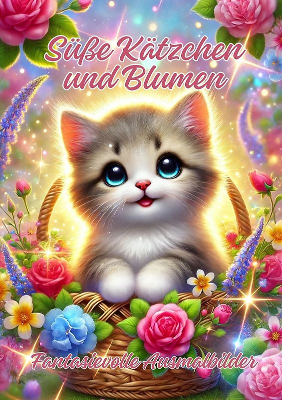 Süße Kätzchen und Blumen