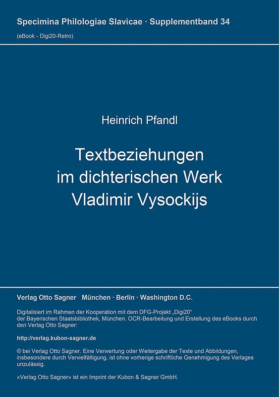Textbeziehungen im dichterischen Werk Vladimir Vysockijs