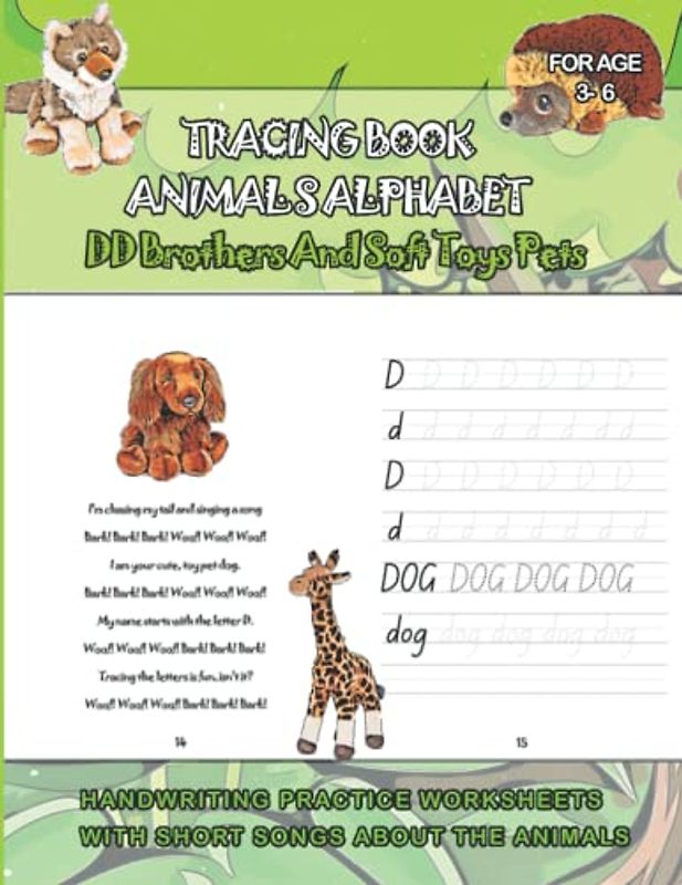 Tracing Book Animals Alphabet: DD Brothers and soft toys pets (Supperfunny Adventures DD Brothers)