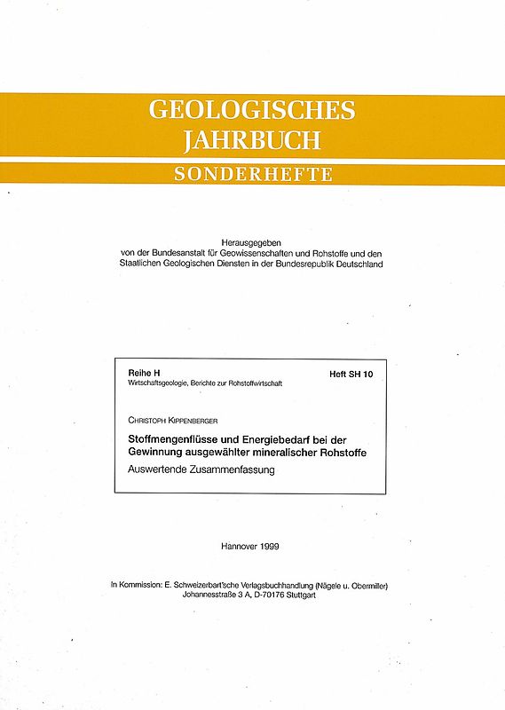 Stoffmengenflüsse und Energiebedarf bei der Gewinnung ausgewählter mineralischer Rohstoffe. Auswertende Zusammenfassung