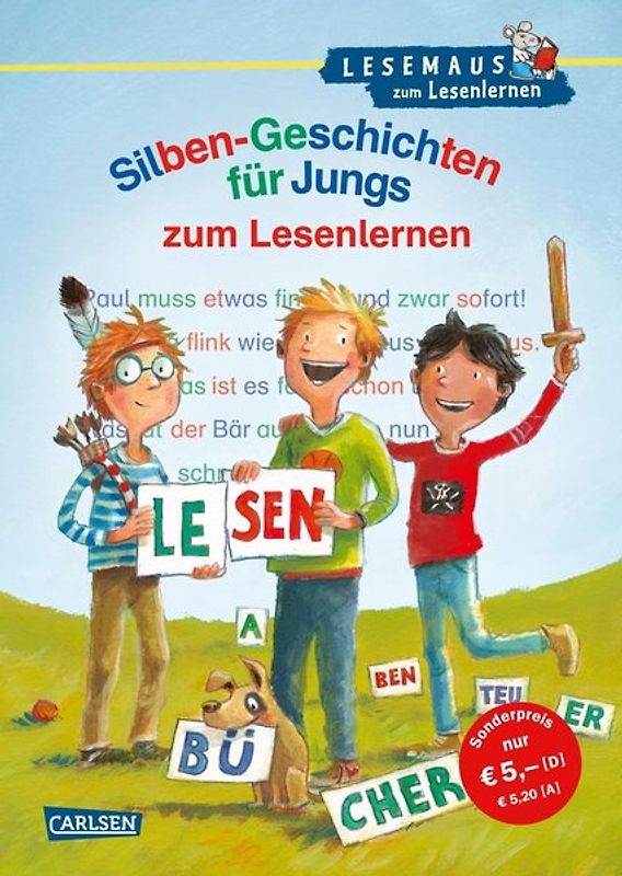 LESEMAUS zum Lesenlernen Sammelbände: Silben-Geschichten für Jungs zum Lesenlernen