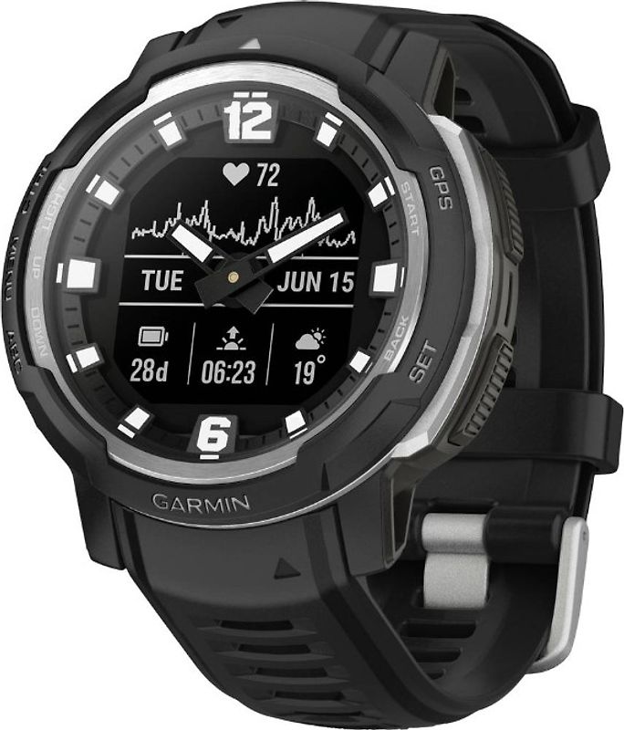 Garmin Instinct Crossover 45 mm noir et bracelet en silicone noir