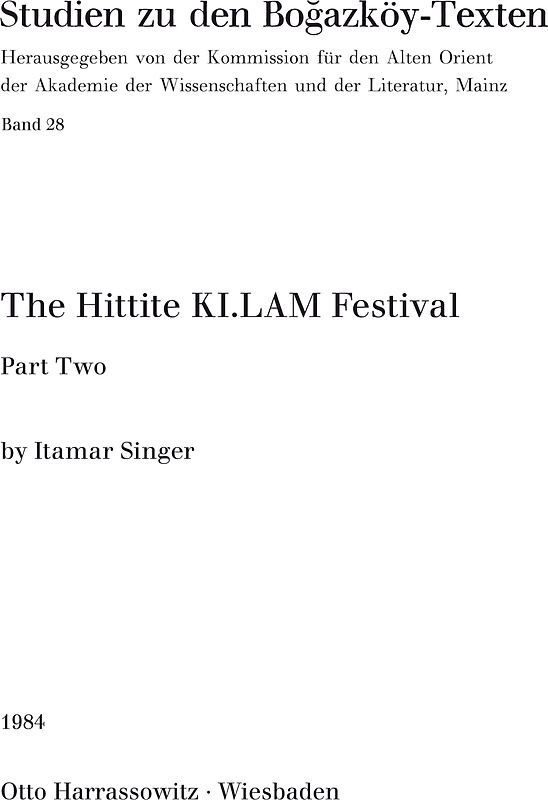 The Hittite KI. LAM Festival