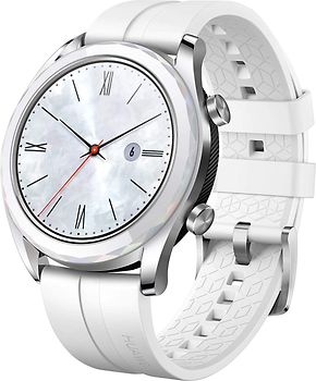Huawei Watch GT 42,8 mm argent et bracelet silicone blanc [Elegant Edition]