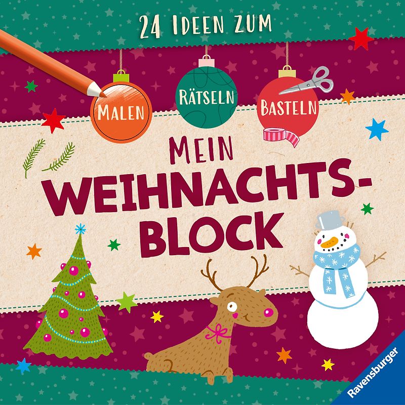 Mein Weihnachtsblock: 24 Ideen zum Malen, Basteln, Rätseln