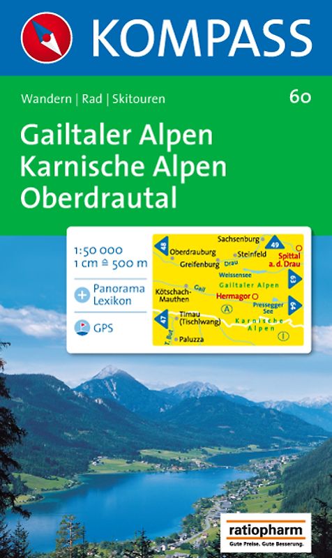 Gailtaler Alpen - Karnische Alpen - Oberdrautal. Wanderkarte mit Kurzführer, Radwegen, Skirouten und Panorama. GPS-geeignet. 1:50000