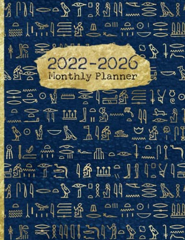 022-2026 Monthly Planner Five Year Planner: dark blue & Gold Egyptian decoration Cover| 5 Year Planner and Monthly Calendar , Five year planner , 60 ... & Gold Jan 2022 - Dec 2026 8.5" x 11" Paperback