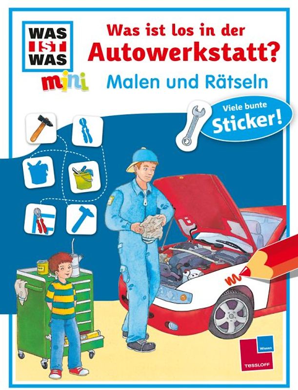 Malen und Rätseln: Was ist los in der Autowerkstatt?